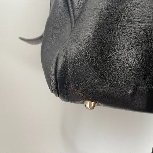 Large Vintage Black Leather HCL Handcrafted Leather Satchel Bag - Picture 6 of 12